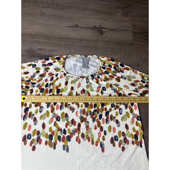 Multiples Top Women’s Small 3/4 Sleeve Cream Multicolor Dot Print Tunic - Picture 3 of 6